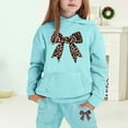 thumbnail image 1 of Tfken Toddler Teen Girls Outfits Sets Cute Bow Print Hoodies Pants Long Sleeve Mint Green Clothing Set Size 2-3 Years, 1 of 4