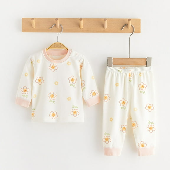 Tfken Toddler Teen Girls Outfits Sets Relaxed Long Sleeve Top Pant Daily Wear Cartoon Print Crew Neck Light Pink Outfit Set Size 4-5 Years