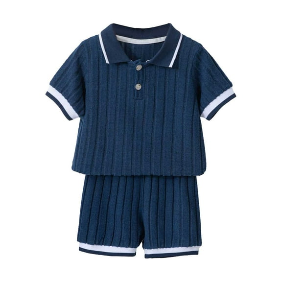 Tfken Toddler Teen Girls Outfits Sets Size 18-24 Months Solid Color Short Sleeve T Shirts Shorts Fashion Relaxed Striped Navy Clothing Set