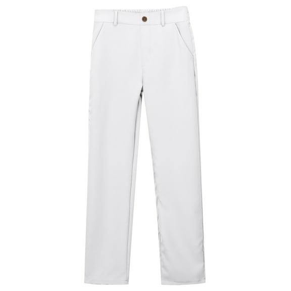 Tfken Toddler Teen Girls Pants Straight Elastic Waist Solid Color Daily Wear Summer White Trousers Size 13-14 Years