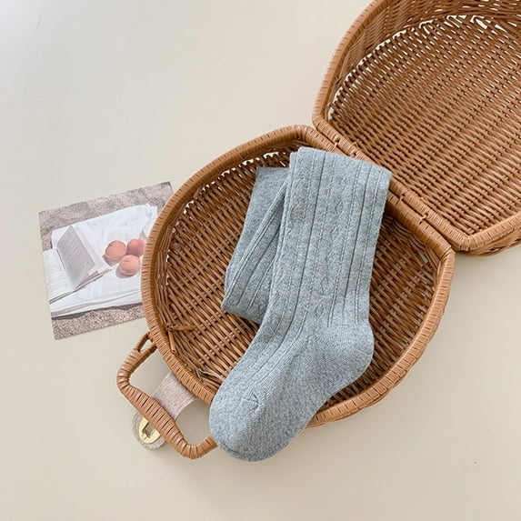 Tfken Toddler Toddler Stockings Solid Color Thigh-High 1 Pairs Shaper Grey Size 6-12 Months