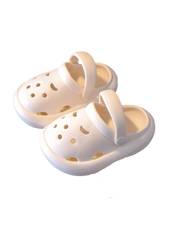 Toddler Unisex Child Slippers Clogs Size 2-3 Years Eva Swivel Ankle Strap Fashion Girls Boys Water Shoes 2025 White