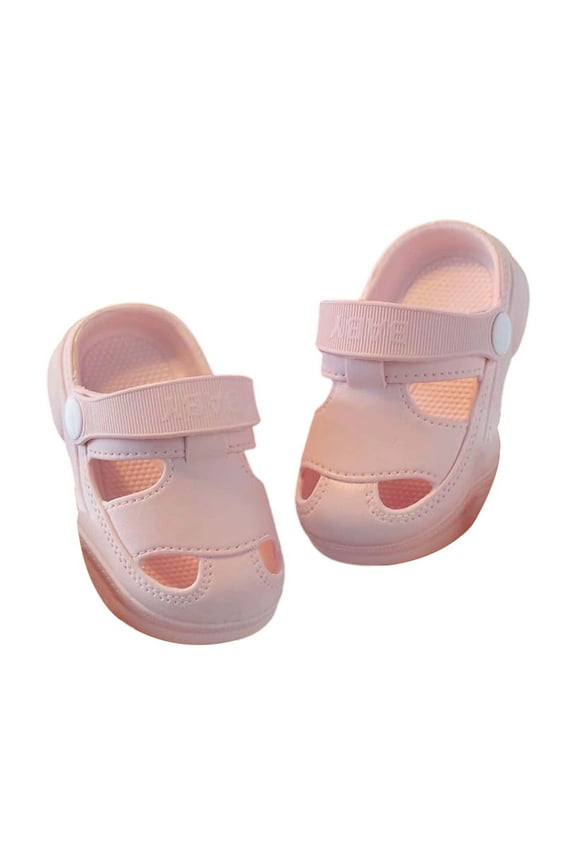 Toddler Unisex Child Slippers Clogs Swivel Ankle Strap Size 6-9 Months Pink Polyester Girls Boys Water Shoes
