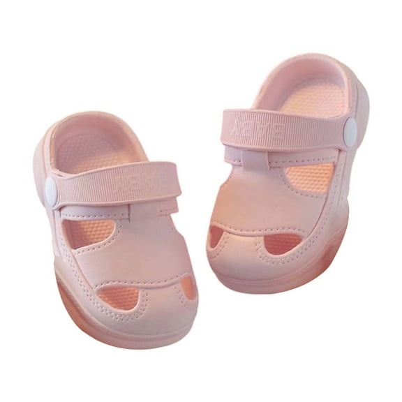 Tfken Toddler Unisex Children Slippers Clogs Comfortable Polyester Soft Bottom Swivel Ankle Strap Girls Boys Sandals Pink Size 12-15 Months