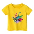 thumbnail image 1 of Tfken Tee For Girls Toddler Crew Neck Short Sleeve Dinosaur Print T-Shirts Summer Daily Wear Trendy Tops Yellow Size 1-2 Years, 1 of 3