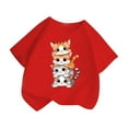 thumbnail image 1 of Tfken Tops For Girls Toddler Trendy Crew Neck Short Sleeve T-Shirts Soft Cat Print Red Tee Size 11-12 Years, 1 of 5