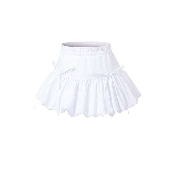 Tfken Trendy Skirts For Girls Soft Daily Wear Holiday Casual Skirt With Elastic Waist Bowknot Tie Fashion Kids Comfy Clothes Size 12-14 Years