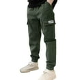 thumbnail image 1 of Tfken Trendy Toddler Children Boys Pants Cargo Elastic Waist Comfortable Green Trousers Size 14-15 Years, 1 of 8