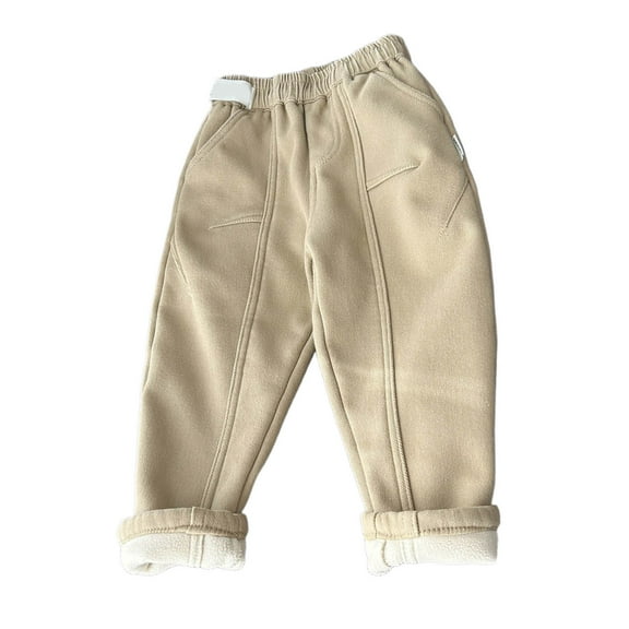 Tfken Trousers For Boys Kids Fleece Fall Solid Color Khakis Taper Khaki Pants Size 18-24 Months