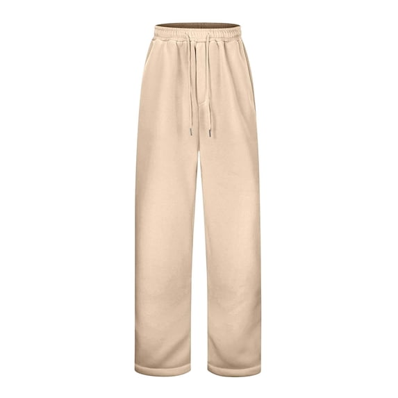 Tfken Trousers For Boys Kids Size 7-8 Years Solid Color Sweatpant Relaxed Drawstring Waist Trendy Straight-Leg Beige Pants