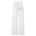 thumbnail image 1 of Tfken Trousers For Boys Sports Comfortable Bow Print Flat Front Loose White Pants Size 4-5 Years, 1 of 4