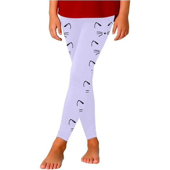 Tfken Trousers For Girls Children Size 7-8 Years Cat Print Slim-Leg Flat Front Leggings Fashion Child Pants