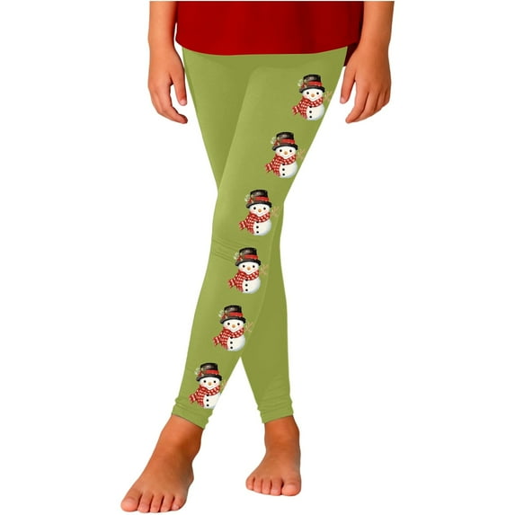 Tfken Trousers For Girls Size 13-14 Years Snowman Print Slim-Leg Flat Front Leggings Trendy Teen Pants