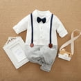 thumbnail image 1 of Tfken Unisex Baby Jumpsuits Lapel Neck Long Sleeve Striped Print Cute Relaxed Romper Grey Size 12-18 Months, 1 of 6