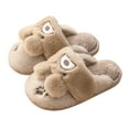 thumbnail image 1 of Tfken Unisex Kids Slippers Fleece Trendy Closed Toe Flatform Slip-On Rabbit Print Khaki Boys Girls Slippers Size 6-7 Years, 1 of 3