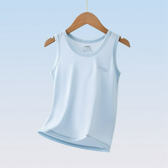 Tfken Vest For Boys Toddler Crew Neck Sleeveless Solid Color Tank Cute Breathable Tops Blue Size 13-14 Years