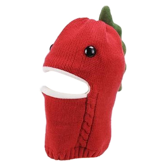 Tfken Winter Cap For Baby Kids Warm Cute Dinosaur Style Knitted Ear Flaps Red Hat