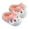 thumbnail image 1 of Tfken Winter Slippers For Girls Boys Fleece Home Closed Toe Flatform Slip-On Rabbit Print Pink Slippers Size 2-2.5 Years, 1 of 9