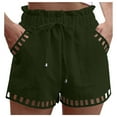 thumbnail image 1 of Tfken Women Shorts For Summer Elastic Waist Solid Color Shorts With Pockets Fashion Casual Female Leisure Clothes Green, 1 of 9