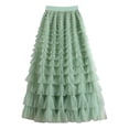thumbnail image 1 of Tfken Women Skirts For Summer Elastic Waist Solid Color A Line Long Skirts Fashion Casual Female Leisure Clothes Green, 1 of 4