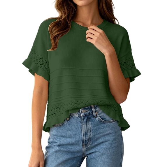 Tfken Women Tshirts Summer Short Sleeve Crew Neck Tops Tees Loose Casual T-Shirts Ladies Fashion Clothes Outdoor Size Xs Green