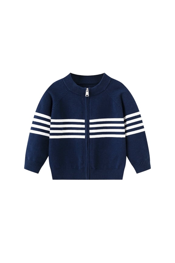 Zip-Up Sweaters For Toddler Toddler Size 2-3 Years Crew Neck Long Sleeve Zip-Up Daily Wear Autumn Blue Sweaters