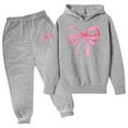 thumbnail image 1 of Tfken outfit set for teen girls Size 13-14 Years Athleisure fall Sweatshirt Pant Bow Print Long Sleeve outfits sets Grey, 1 of 2