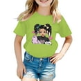thumbnail image 1 of Tfken tee for girs Toddler Cute Cartoon Print Short Sleeve T-shirts Summer Fashion Crew Neck soft Tops Light Green Size 9-10 Years, 1 of 5