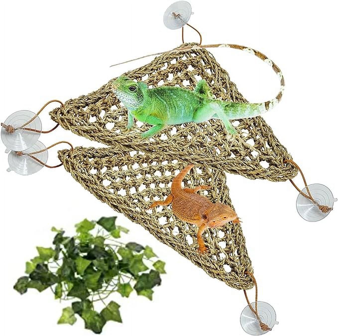 Tfwadmx 3 Pack Bearded Dragon Hammock Lizards Lounger Reptile Climbing Accessories, Natural