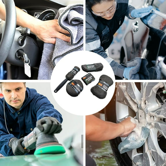 Tgbvmt 11.8 Inch 9 Piece Car Wash Cleaning Kit Complete Interior Exterior Detailing Tools Multi Functional Brushes Towels Sponges Gloves Universal for Cars SUVs RVs Auto Beauty Cleaning Accessory