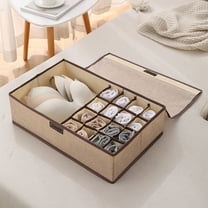 Tgbvmt 17/13-Cell Sock Underwear Storage Case Cotton Linen Foldable Drawer Organizer With Lid Divider For Bras Ties Towels Scarves Pantyhose Closet Under Bed Stackable Breathable Washable Home Dorm