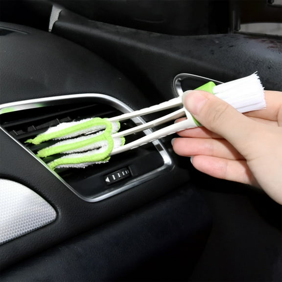 Tgbvmt 2-in-1 Car Vent Cleaning Brush, Double-Sided Debris Remover and Detailer Tool, Microfiber Cloth & Bristle Brush for Auto Interior Maintenance, Ergonomic Handle for Easy Use