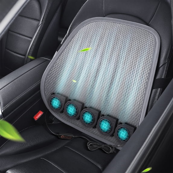 Tgbvmt 20.87 Inch Car Lumbar Support Cushion USB Fan Ventilation Summer Heat Dissipation Breathable Hollow Groove Waist Protection Silent Universal for Car Office Seat Comfort Accessory