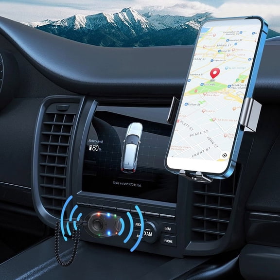 Tgbvmt 3.93 Inch Car Bluetooth 5.3 FM Transmitter Receiver Stable Connection Hands Free Calling Lossless Audio Colorful Breathing Light Navigation Voice Broadcast Auto Audio Adapter Accessory
