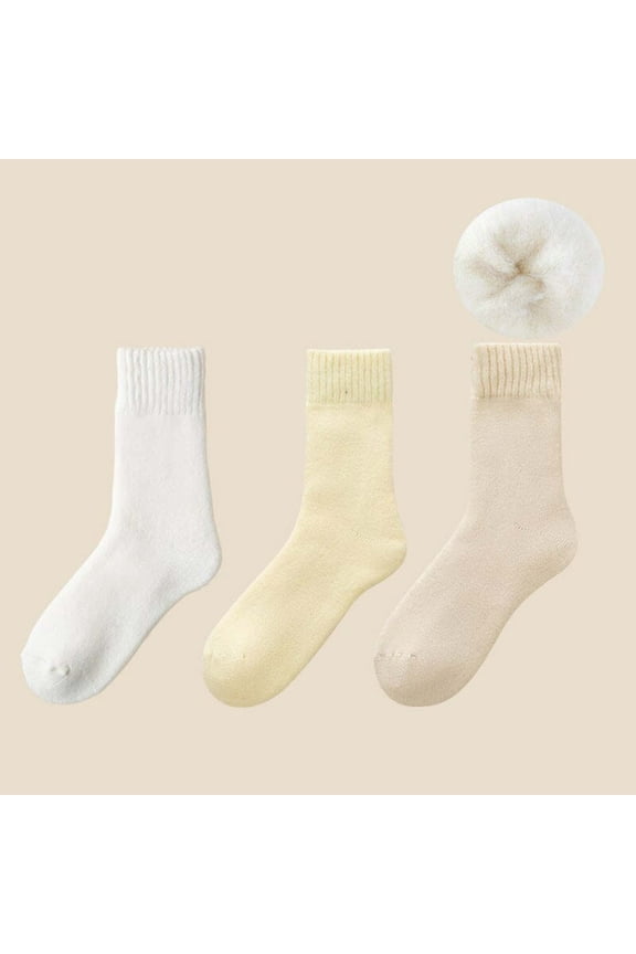 3 Pairs Winter Thermal Socks, Thick Wool Socks for Women, Insulated Self-Heating Winter Socks, Soft and Cozy Floor Socks for Cold Weather, Ideal for Outdoor Activities and Everyday Comfort