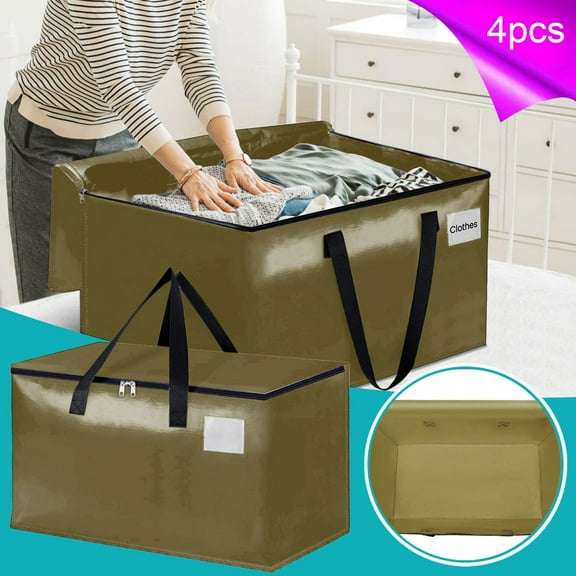 Tgbvmt 4-Pack Heavy Duty Moving Bags PP Foldable High Capacity Portable Eco-Friendly Durable Multipurpose Organizer for Clothes Bedding Toys Christmas Decor Moving Travel College Dorm Space-Saving