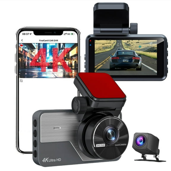 Tgbvmt 4K Dash Cam Front and 2K Rear HD Camera with Night Vision 3 Inch Display, WIFI Mobile Phone Interconnection, Wide Angle Lens and Parking Monitoring for Complete Road Protection