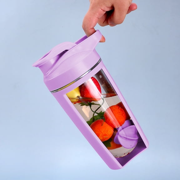 Tgbvmt 500ML Sport Protein Shaker Cup BPA-Free Plastic Large Wide Mouth Leak-Proof Flip Lid Built-In Stirrer Anti-Scald Insulation One-Hand Grip Portable Water Capacity Scale for Gym Exercise Outdoor
