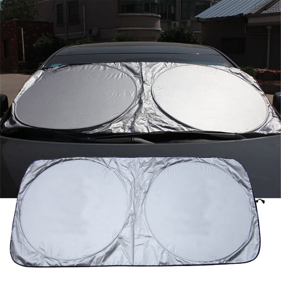 Tgbvmt 59Inch Car Double Ring Front Windshield Sunshade Heat Insulation UV Ray Block Full Coverage Privacy Protection Foldable Compact Storage Summer Cooling Auto Interior Sun Protection Accessory