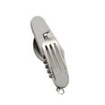 thumbnail image 1 of Tgbvmt 6-in-1 Multifunctional Camping Utensil Set Detachable Folding Knife Fork Spoon Bottle Opener Corkscrew Stainless Steel Compact Key Ring Design for Camping Fishing Hiking Outdoor Tableware Gift, 1 of 1
