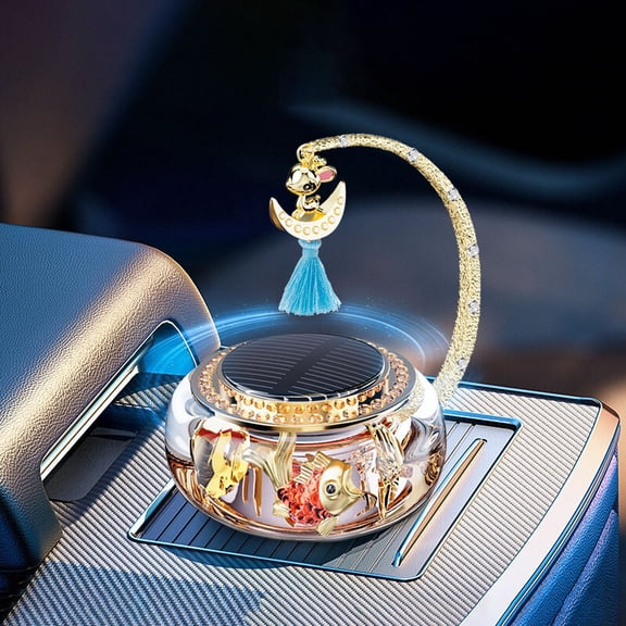 Tgbvmt 7.87 Inch Solar Powered Car Perfume Diffuser 50ml Long Lasting Fragrance Odor Elimination Sunlight Rotation Design Center Console Decor Universal for All Vehicles Auto Aromatherapy Accessory