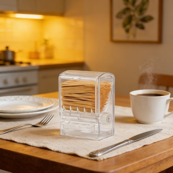 Tgbvmt Automatic Toothpick Dispenser 3.93 Inches Transparent Pop Up Design Large Capacity Dust Proof Sanitary Holder Home Kitchen Restaurant Office Countertop Toothpick Storage Organizer