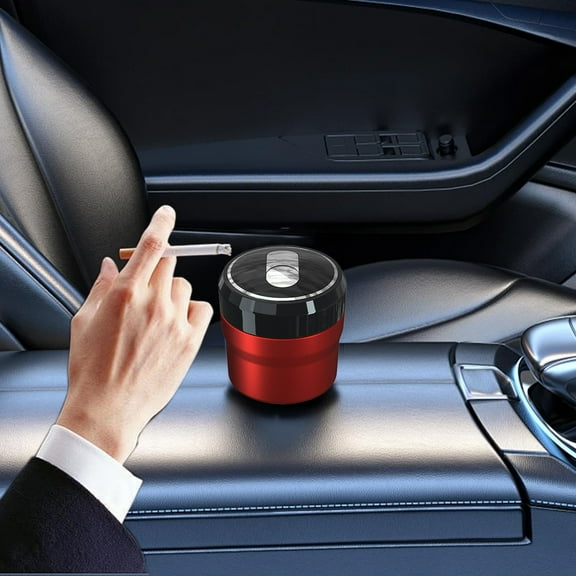 Tgbvmt Automotive Ashtray Ceramic Liner with LED Light Flame Retardant Open Cover for Car, Easy to Clean Washable Ashtray for Car Interior, Safe and Stylish Ashtray for Vehicle, Office, and Home