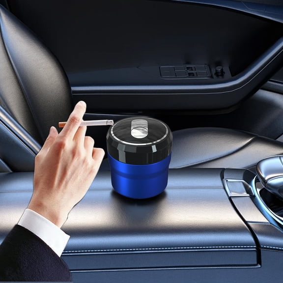 Tgbvmt Automotive Ashtray Ceramic Liner with LED Light Flame Retardant Open Cover for Car, Easy to Clean Washable Ashtray for Car Interior, Safe and Stylish Ashtray for Vehicle, Office, and Home