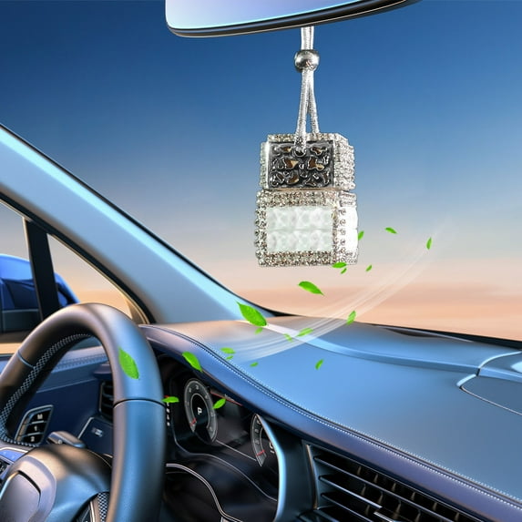 Tgbvmt Automotive Diamond Perfume Bottle Pendant Car Hanging Accessory, Luxury Scented Aromatherapy for Car and Home, Decorative Car Rearview Mirror Ornament for Fresh and Pleasant Fragrance