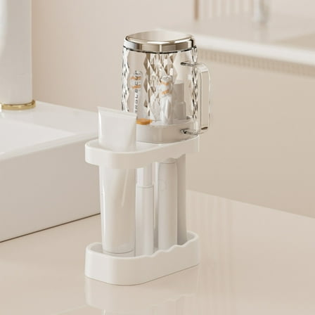 Tgbvmt Bathroom Toothbrush Rack Couples Toothbrush Cup Stand Set Space-Saving Toothbrush Holder with Drainage Detachable Base Easy to Clean Practical Organizer for Countertop Washbasin Bathroom