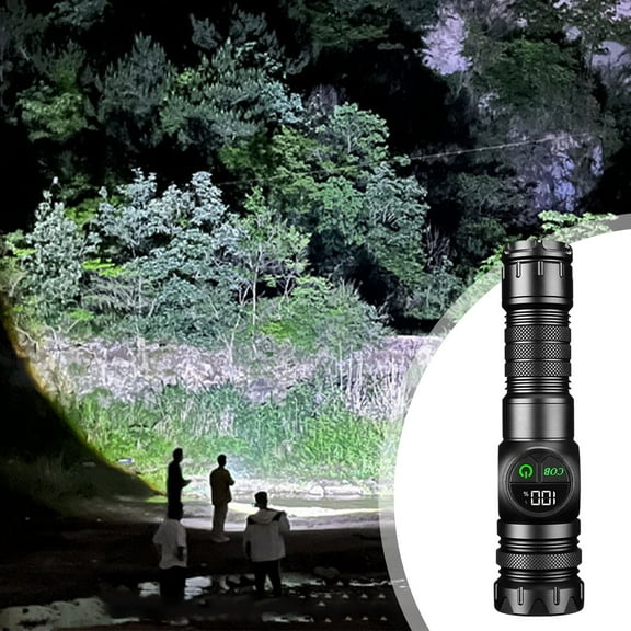 Tgbvmt Bicycle Front Light USB Rechargeable 1200mAh Battery Display 5 Brightness Modes IPX6 Waterproof Tail Magnetic Hands-Free Telescopic Focus 2-in-1 Super Bright ABS Flashlight for Night Camping