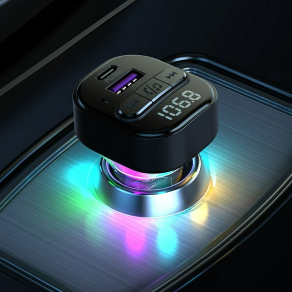 Tgbvmt Bluetooth Car Charger MP3 Player, PD30W Fast Charging Car Bluetooth Receiver, FM Transmitter with Colorful Breathing Ambient Light, Stable Bluetooth 5.3 Connection for Smartphones