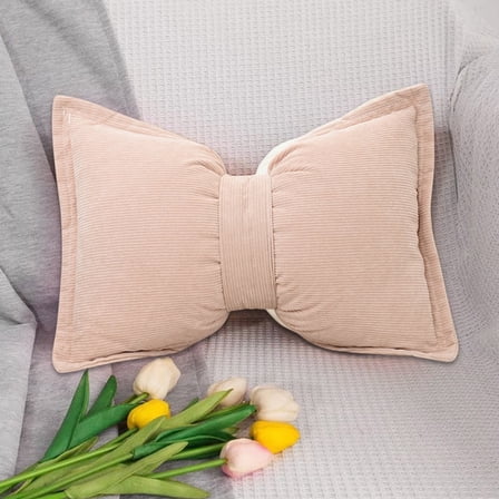Tgbvmt Bow Pillow for Sofa, Decorative Cushion, Two-Purpose Lumbar Pillow for Home, Office, Soft Corduroy Cover, Ideal Gift for Mother's Day, Adds Comfort, Support, and Style to Any Space