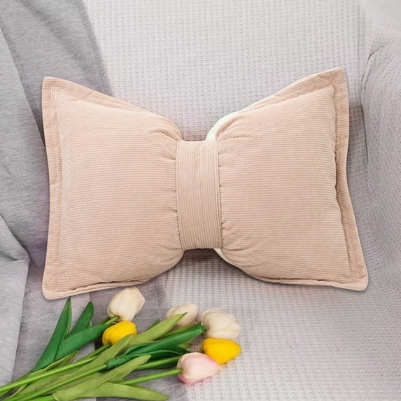 Tgbvmt Bow Pillow for Sofa, Decorative Cushion, Two-Purpose Lumbar Pillow for Home, Office, Soft Corduroy Cover, Ideal Gift for Mother's Day, Adds Comfort, Support, and Style to Any Space